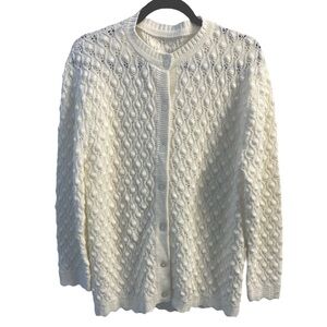 Vintage white Cable Knit Cardigan Sweater